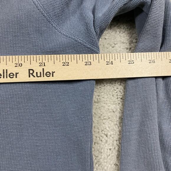 Carhartt Sweater Mens Large Blue Quarter Zip Waffle Knit Pullover Work Pocket - Picture 7 of 11